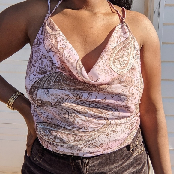 Summer Dainty Sheer Pink XL Halter top! - Picture 2 of 4